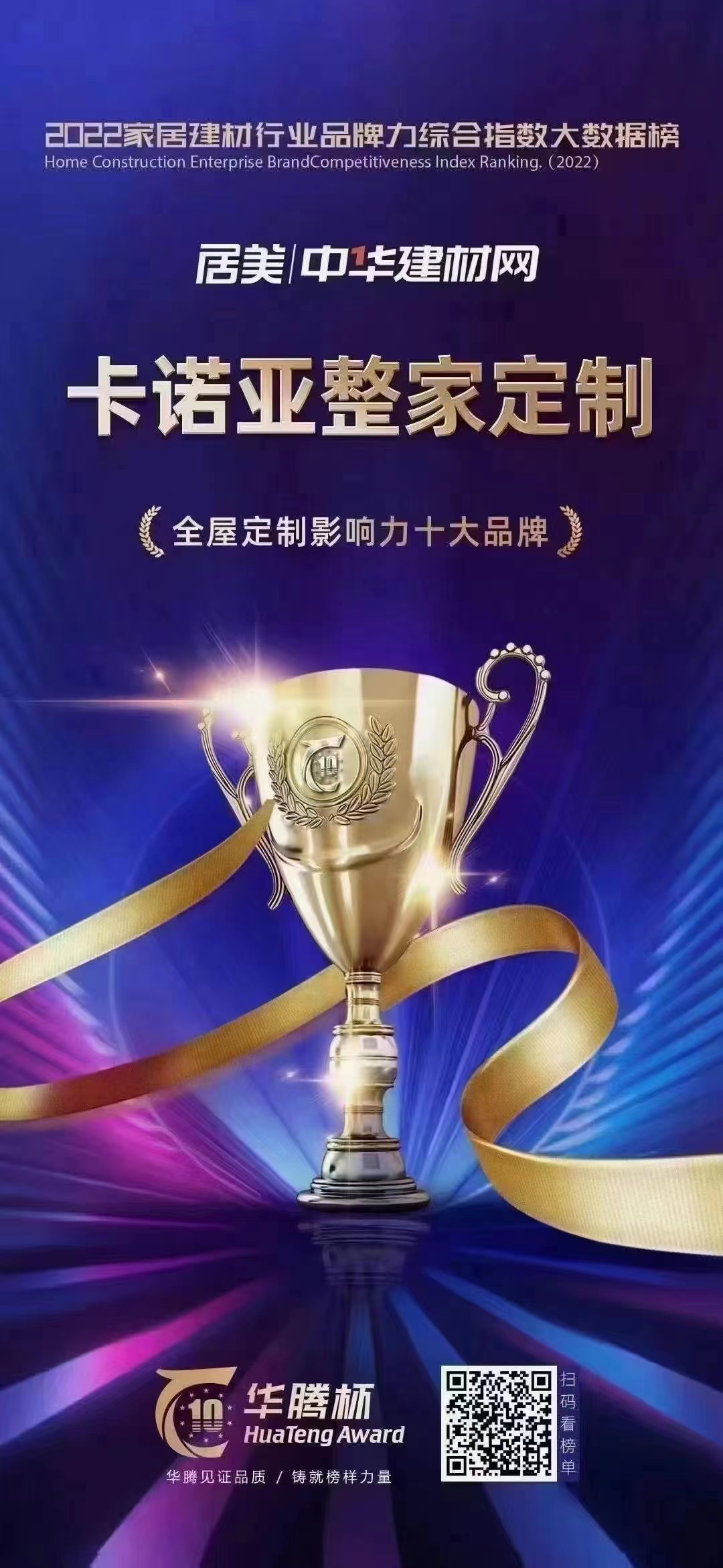 卡诺亚整家定制荣膺&ldquo;全屋定制影响力十大品牌&rdquo;